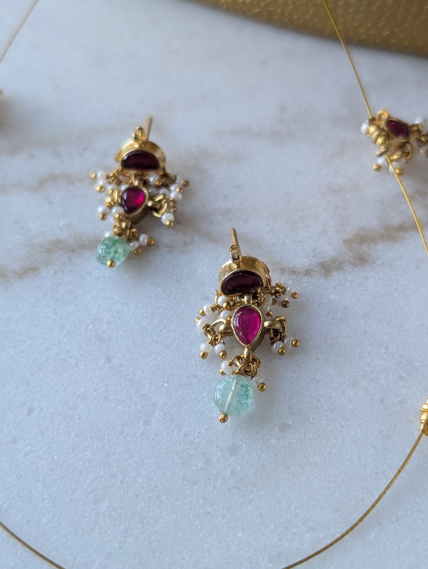 Regal Kundan Necklace Set with Gemstone Accents