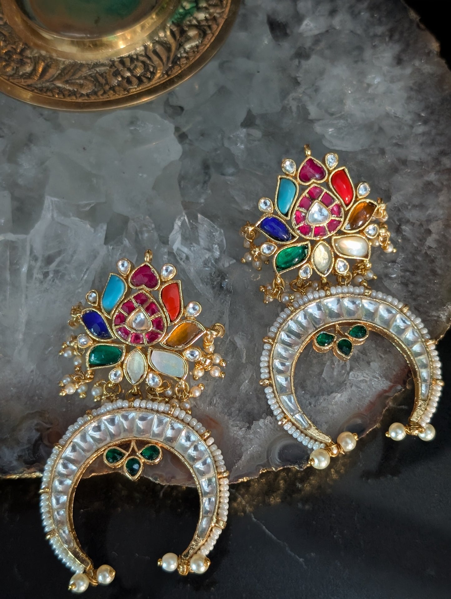 Lotus Crescent Earrings