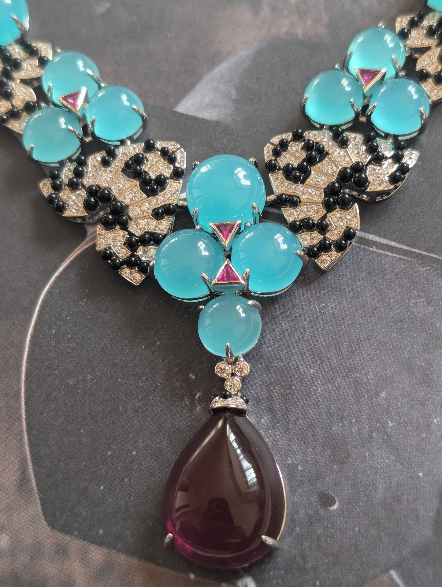 Chalcedony & Amethyst Teardrop Jewelry Set