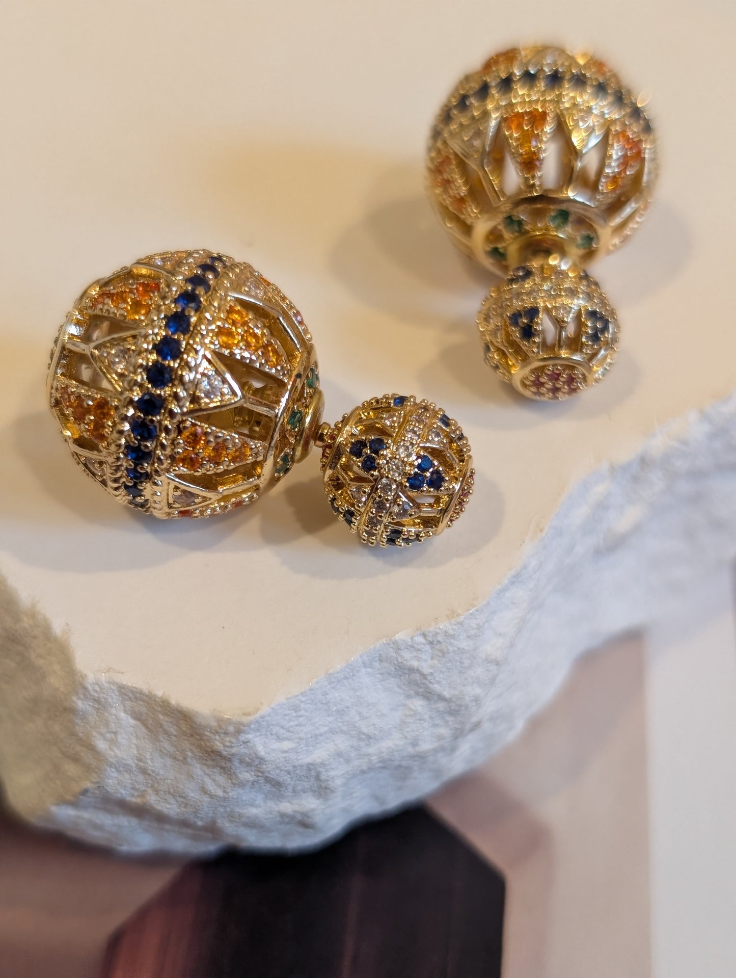 Regal Radiance Dual Sphere Earrings