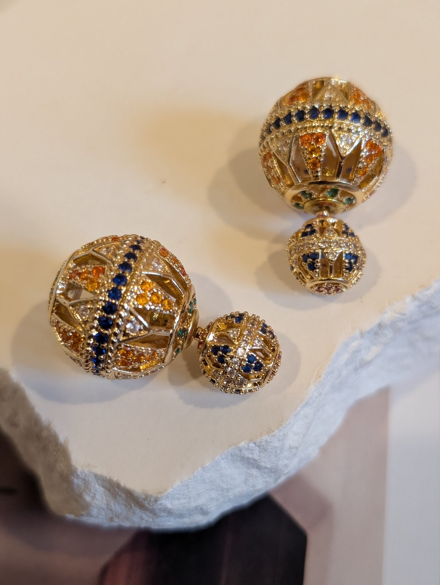 Regal Radiance Dual Sphere Earrings