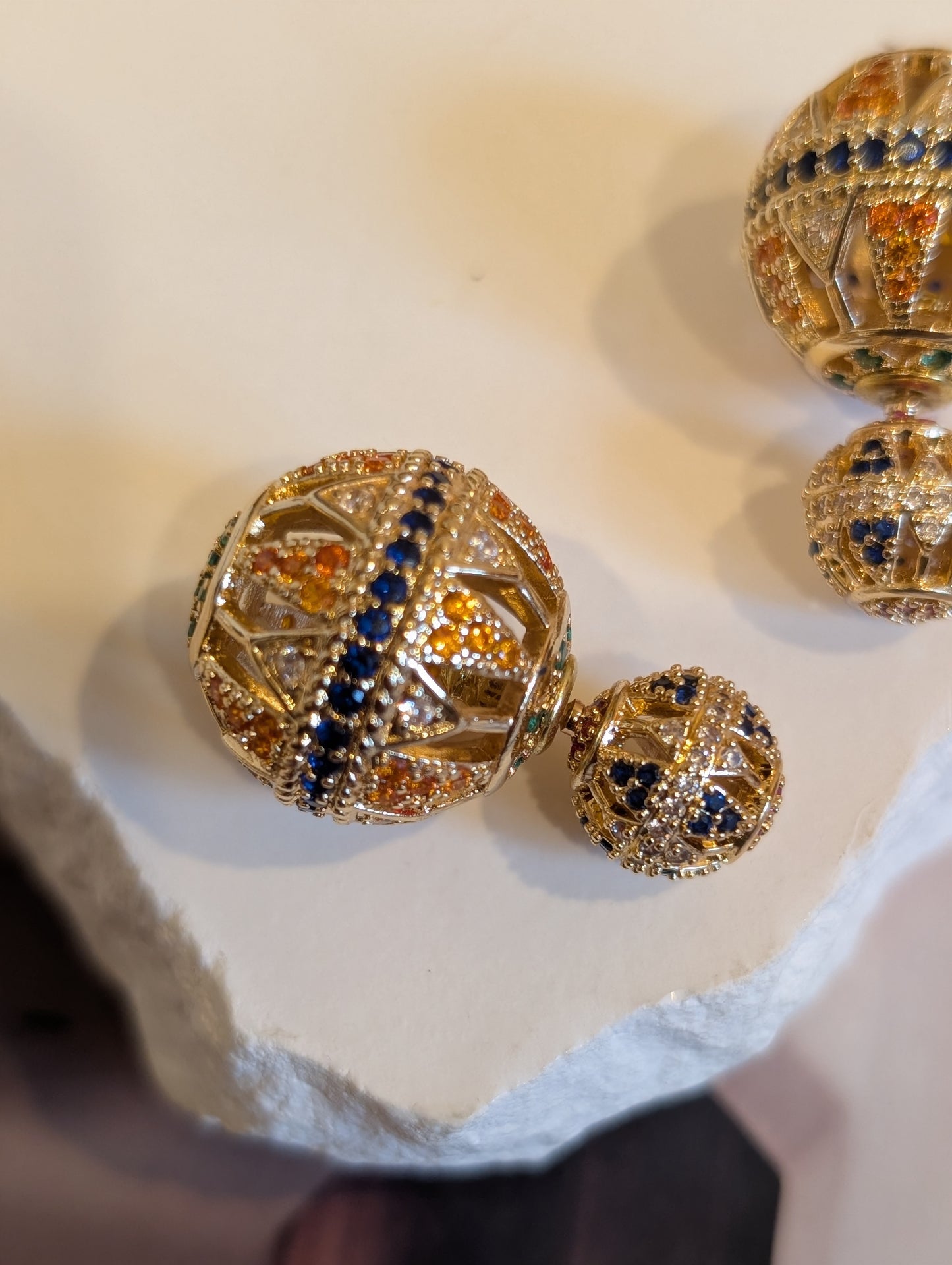 Regal Radiance Dual Sphere Earrings
