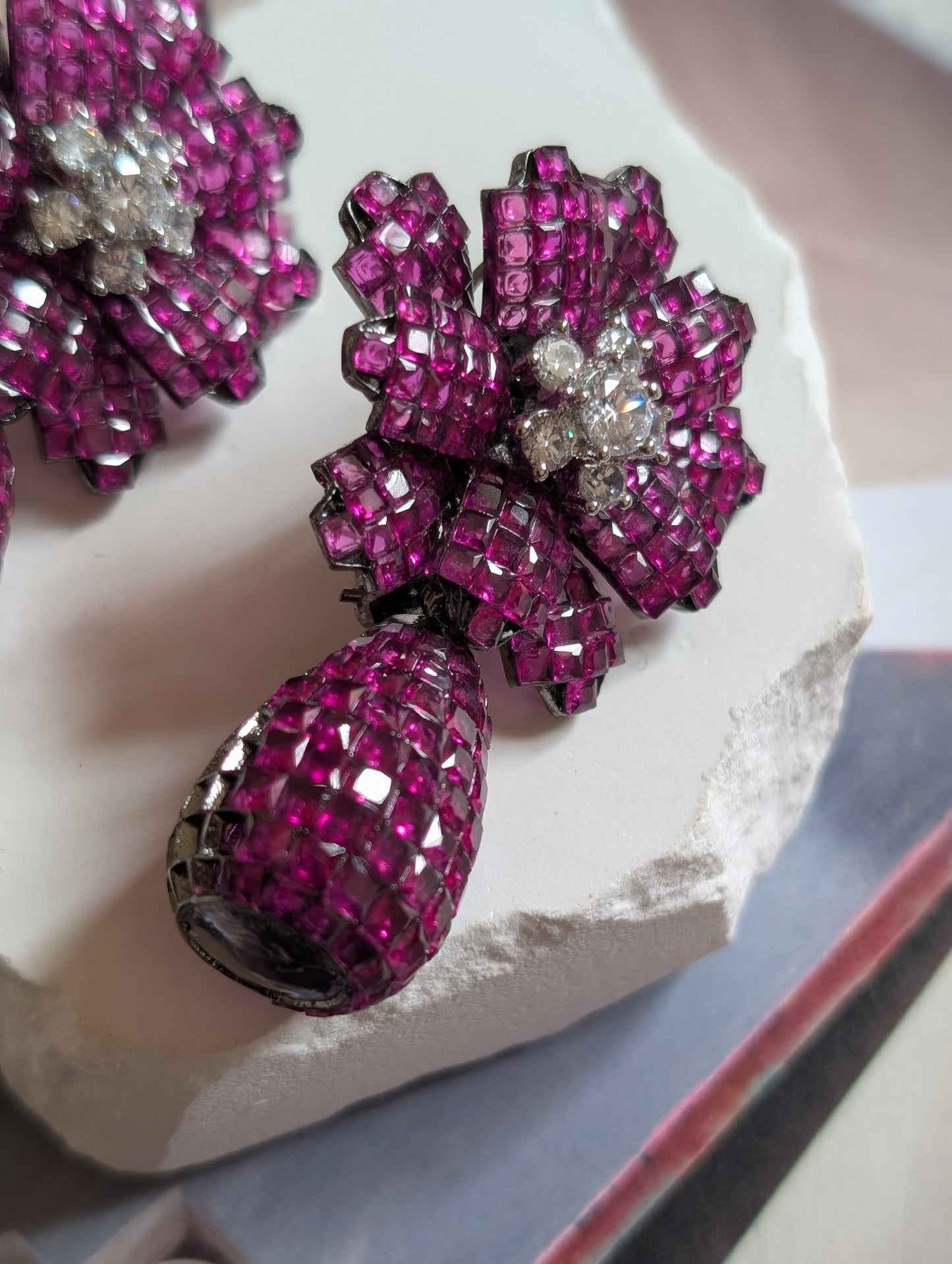 Zahira Garnet Bloom Earrings