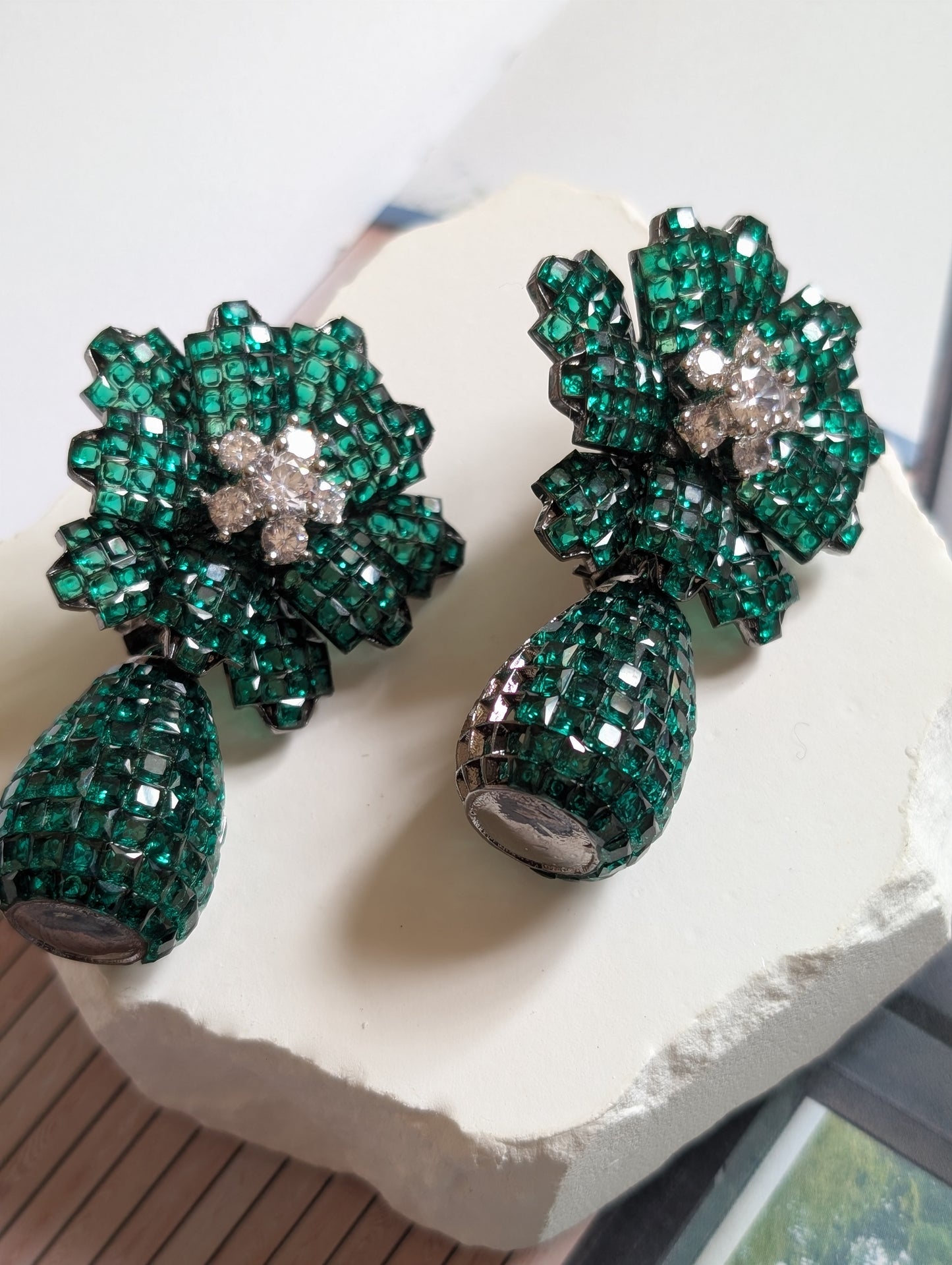 Zahira Garnet Bloom Earrings