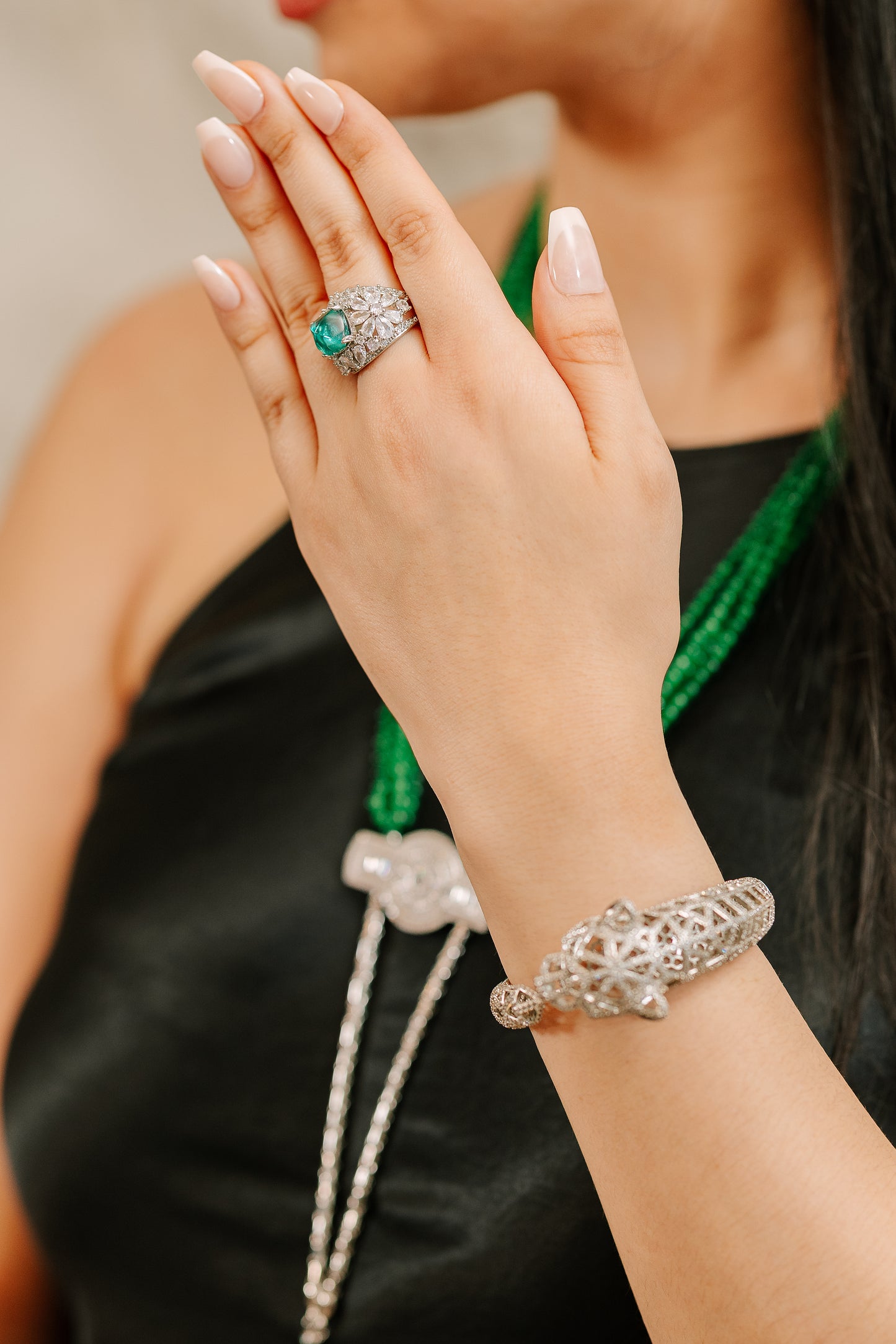 Aubery Green Stone Ring