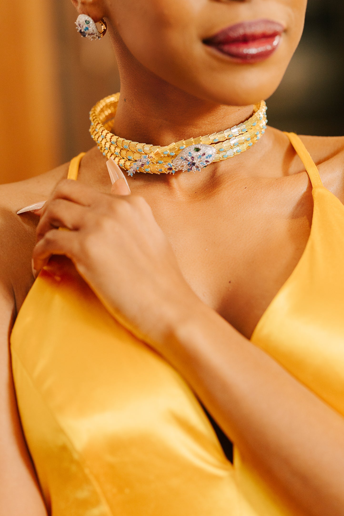 Serpentina Gold-Plated Turquoise Necklace Set
