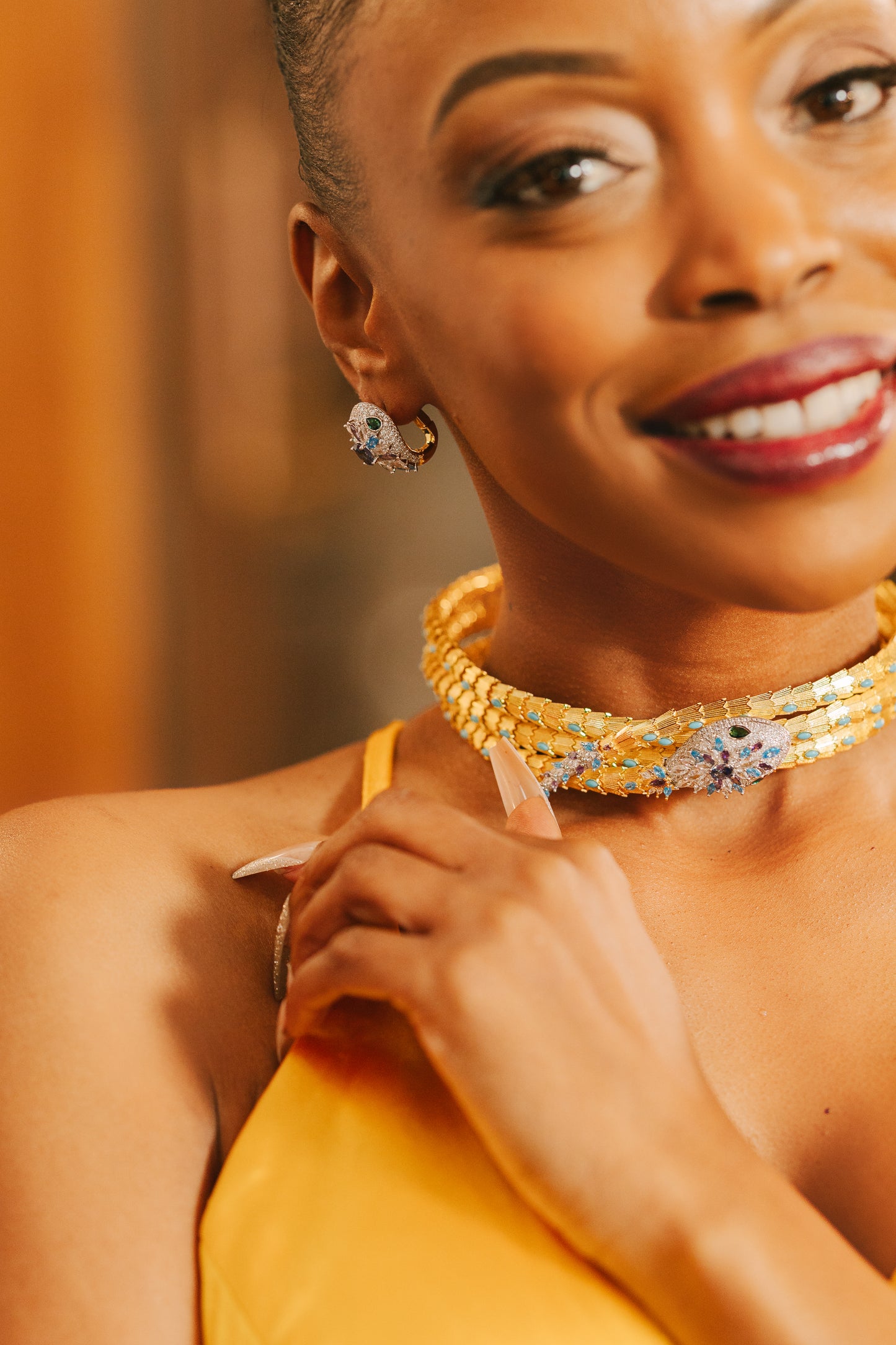 Serpentina Gold-Plated Turquoise Necklace Set