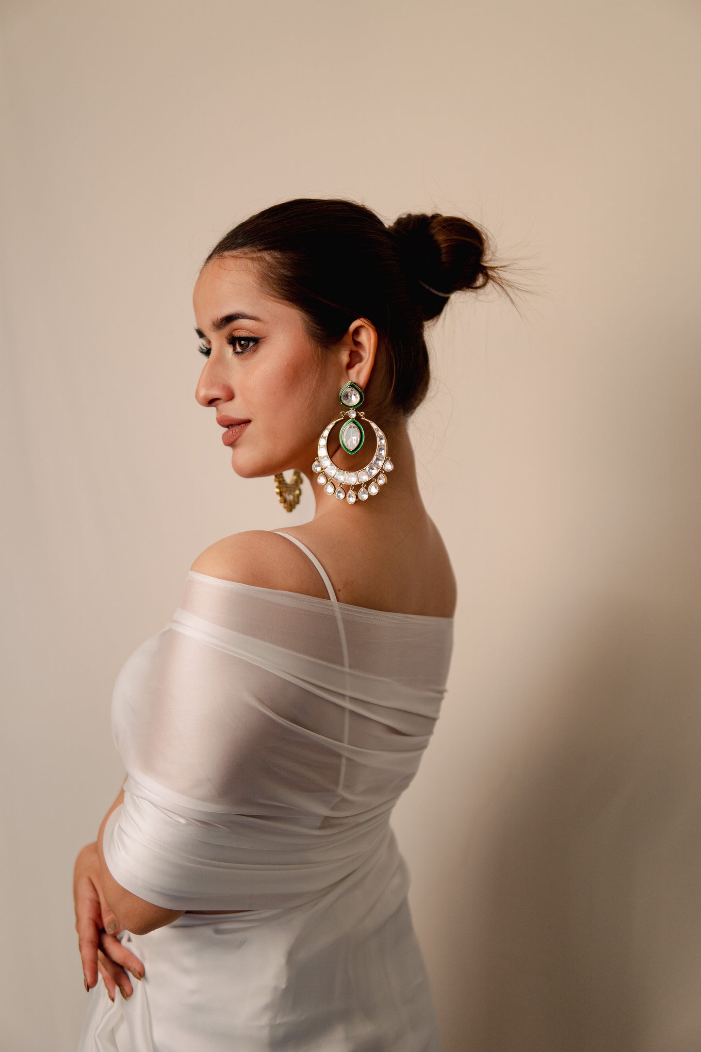 Ruhani Chandbali Mirror Earrings