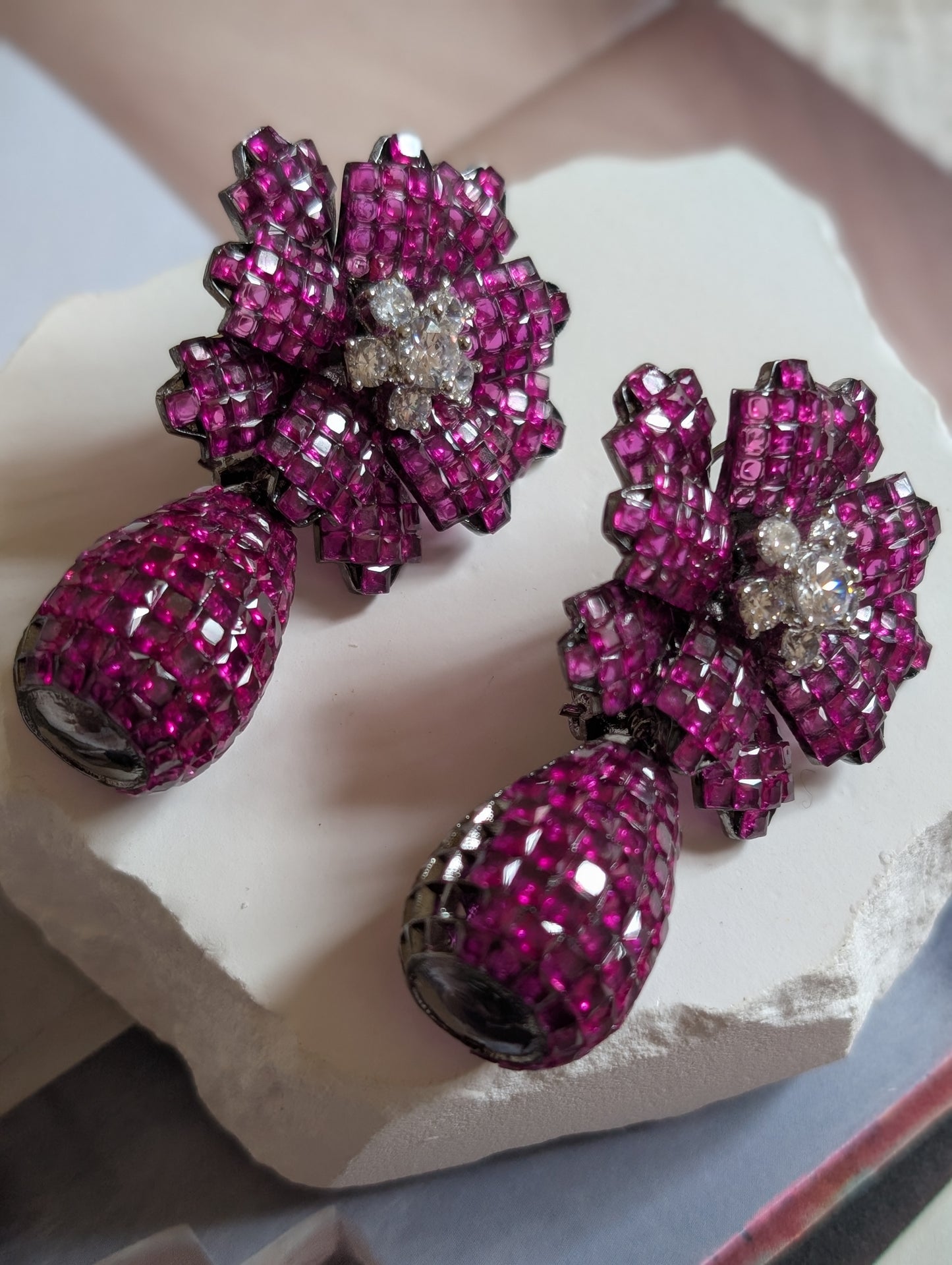 Zahira Garnet Bloom Earrings