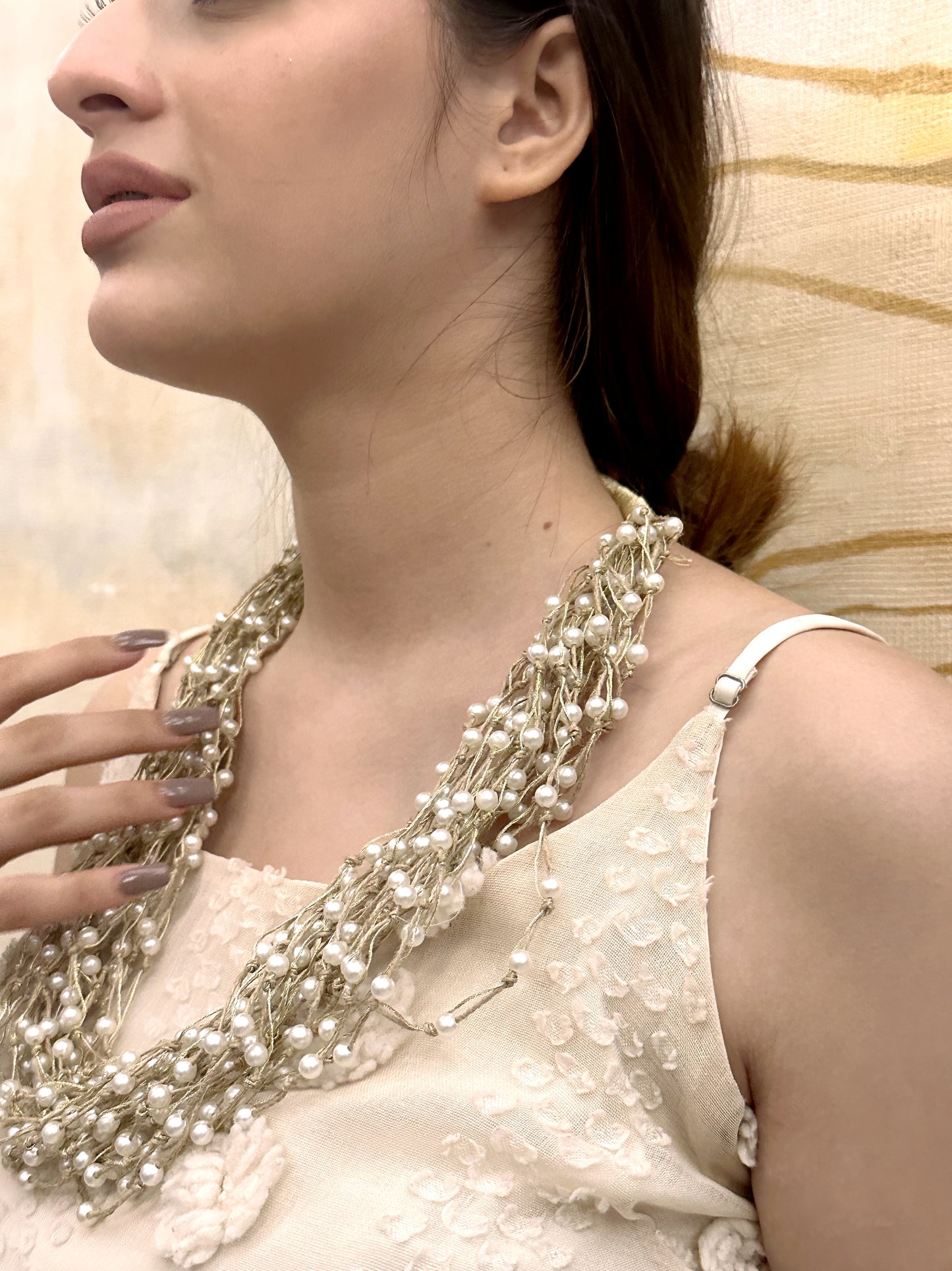 Aarvi Pearl Cascade Handmade Necklace