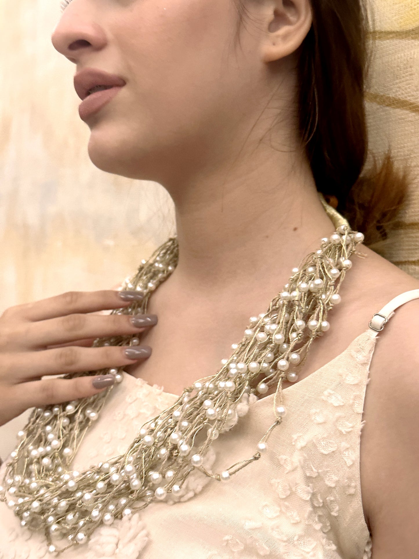 Aarvi Pearl Cascade Handmade Necklace