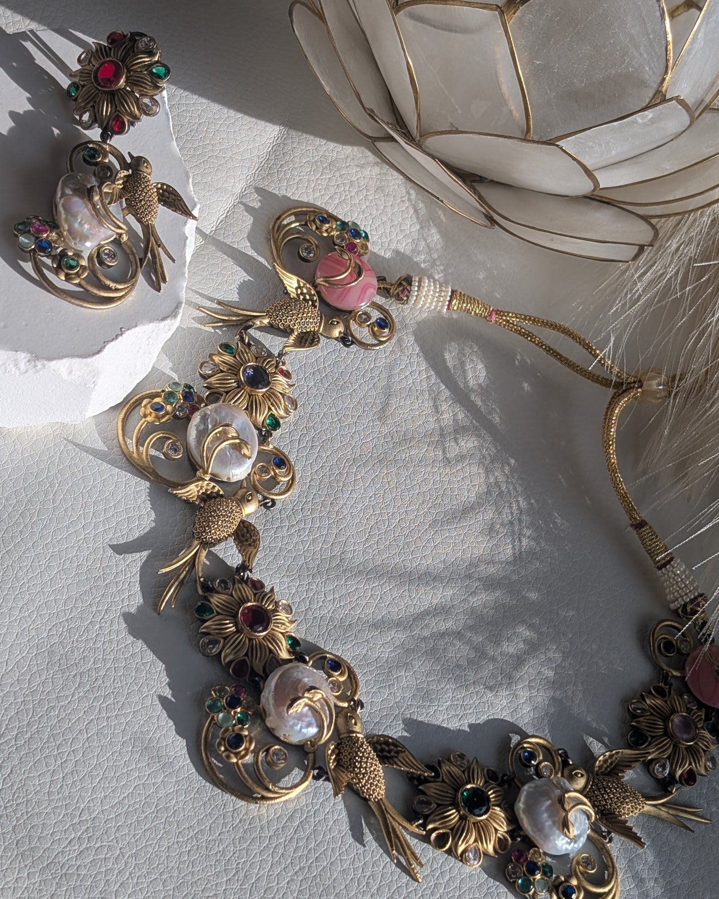 Goldinia Semi Precious Gem Stone Necklace Set