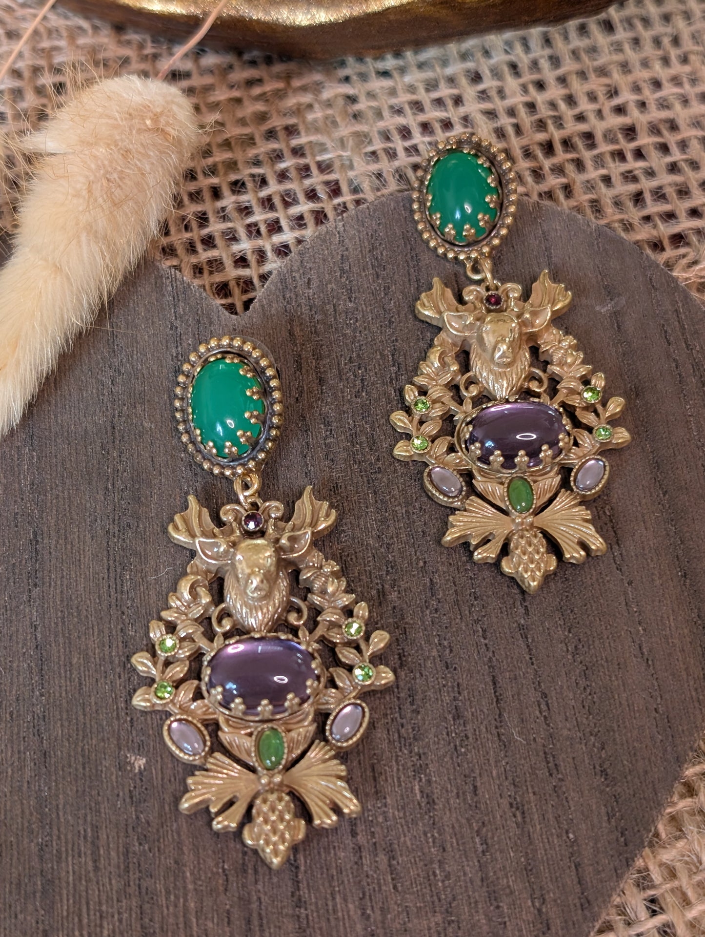 Elara Stag Drop Earrings