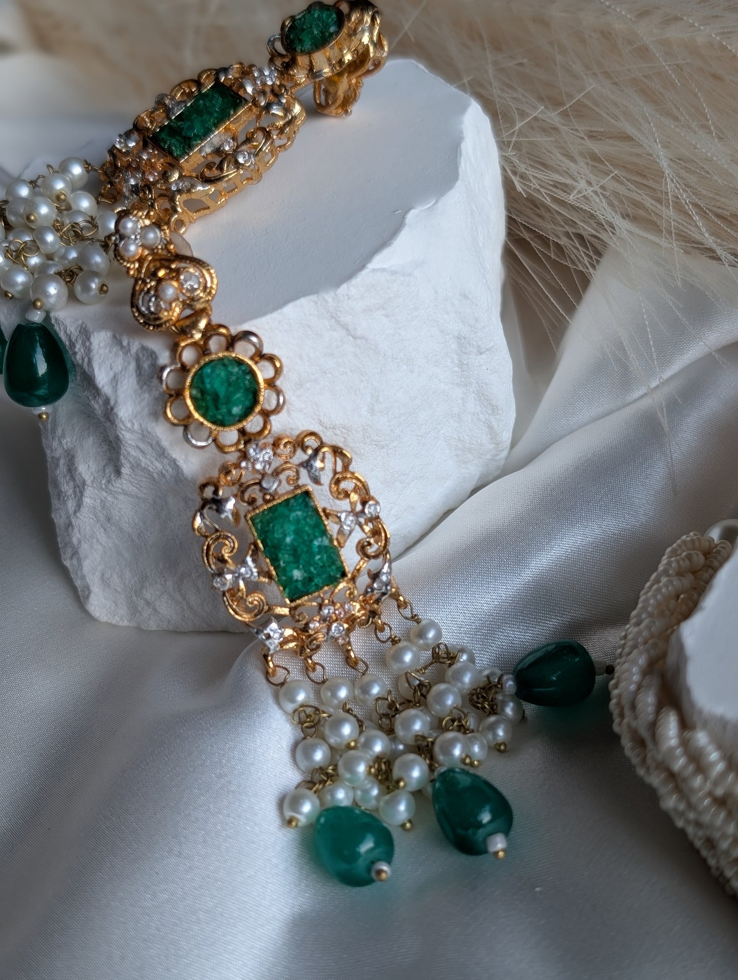 Anaya Pearl & Emerald Choker Set