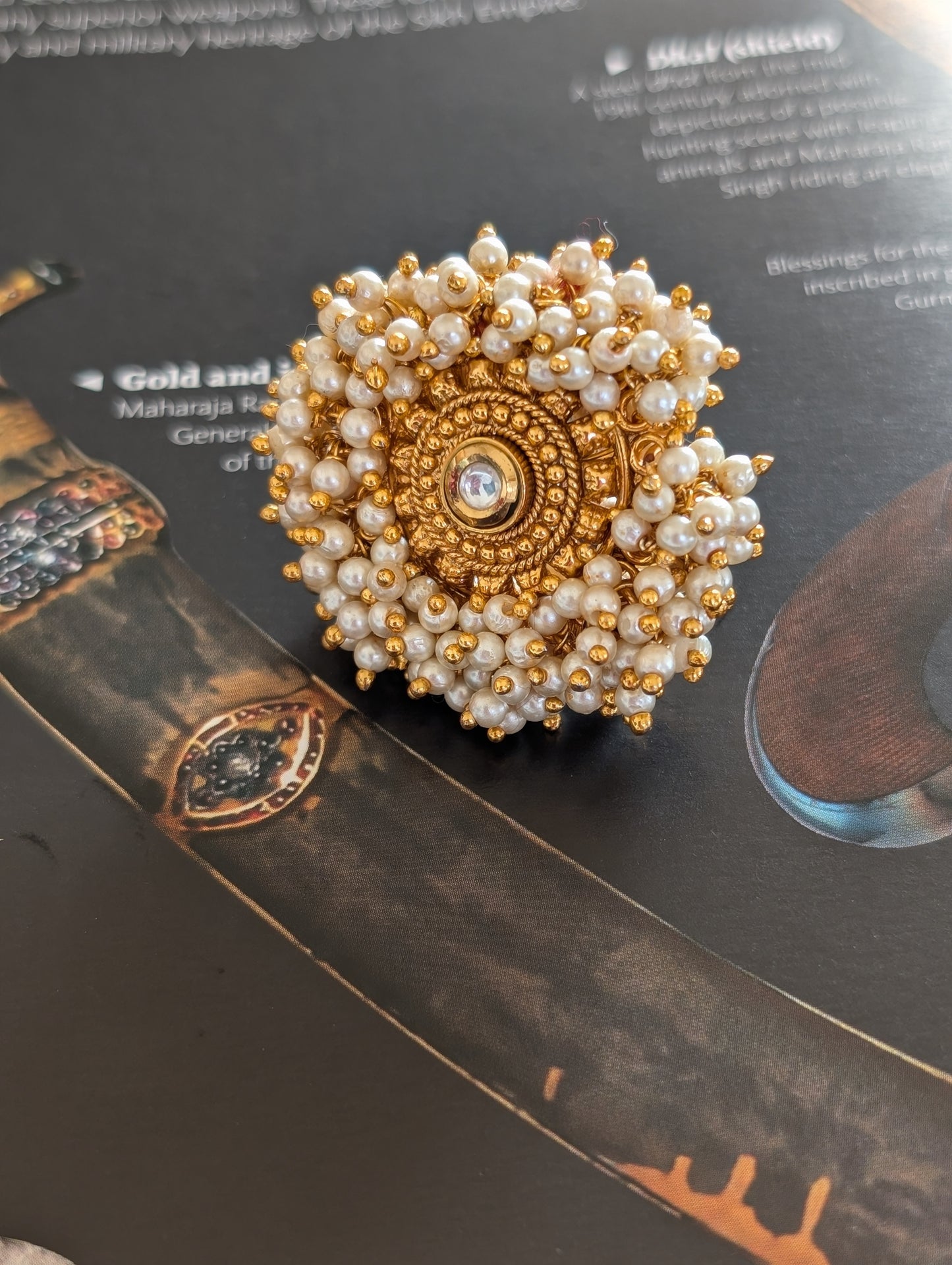 Regal Pearl Crown Ring