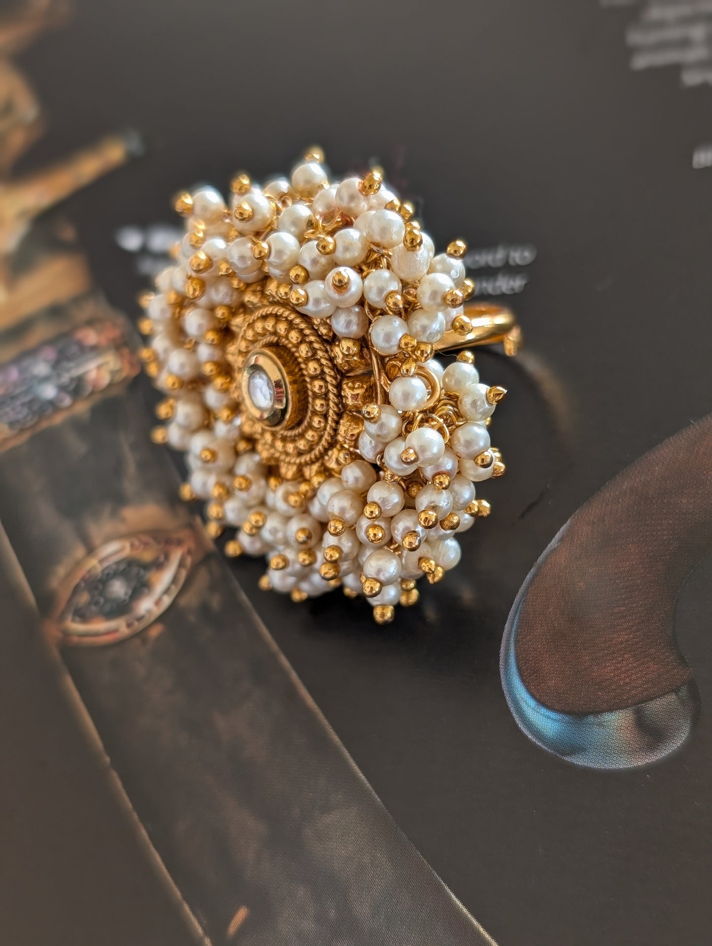 Regal Pearl Crown Ring