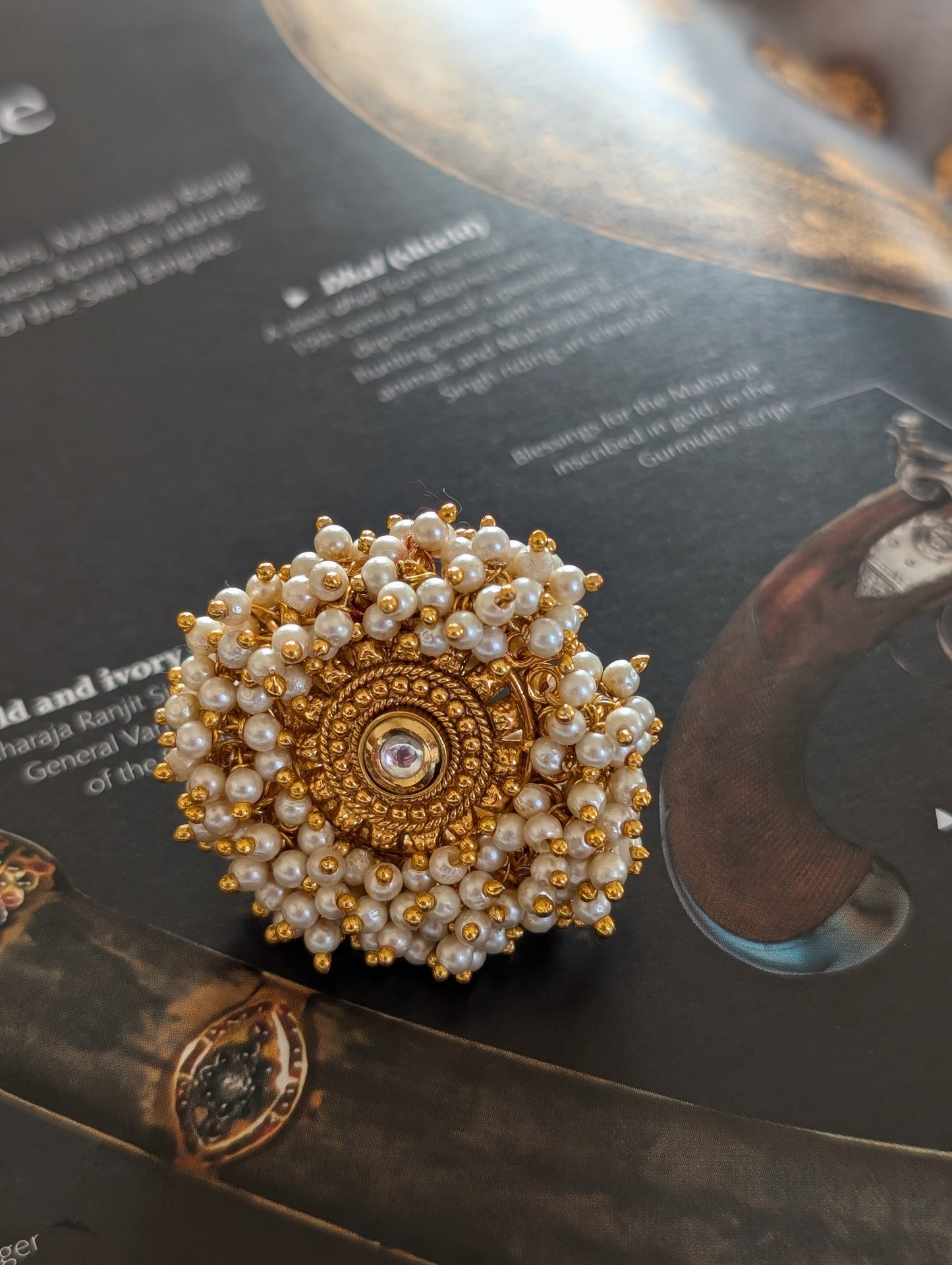 Regal Pearl Crown Ring