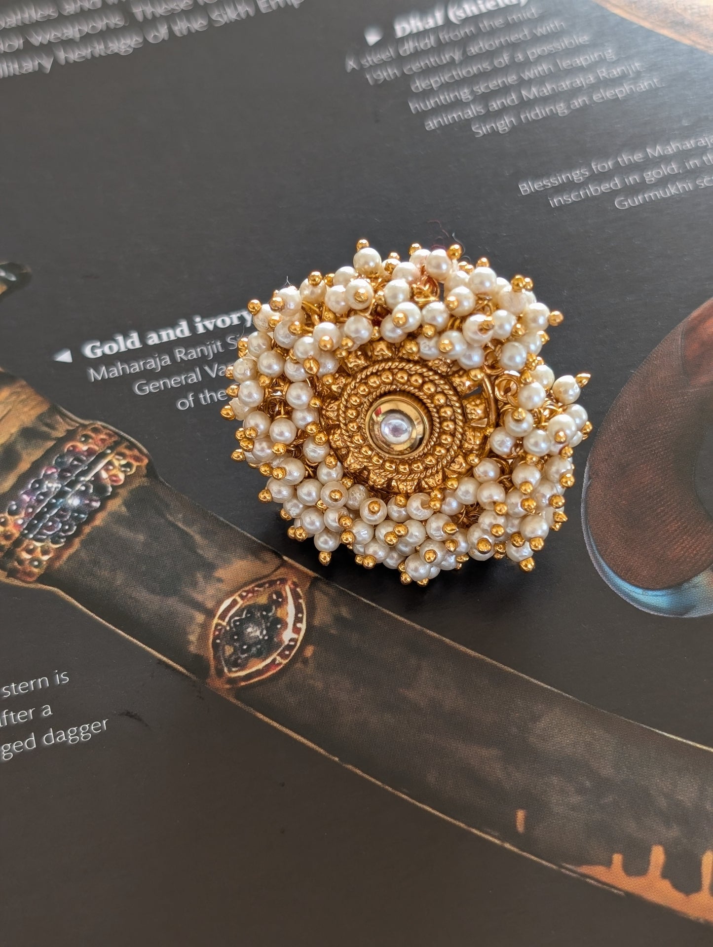 Regal Pearl Crown Ring
