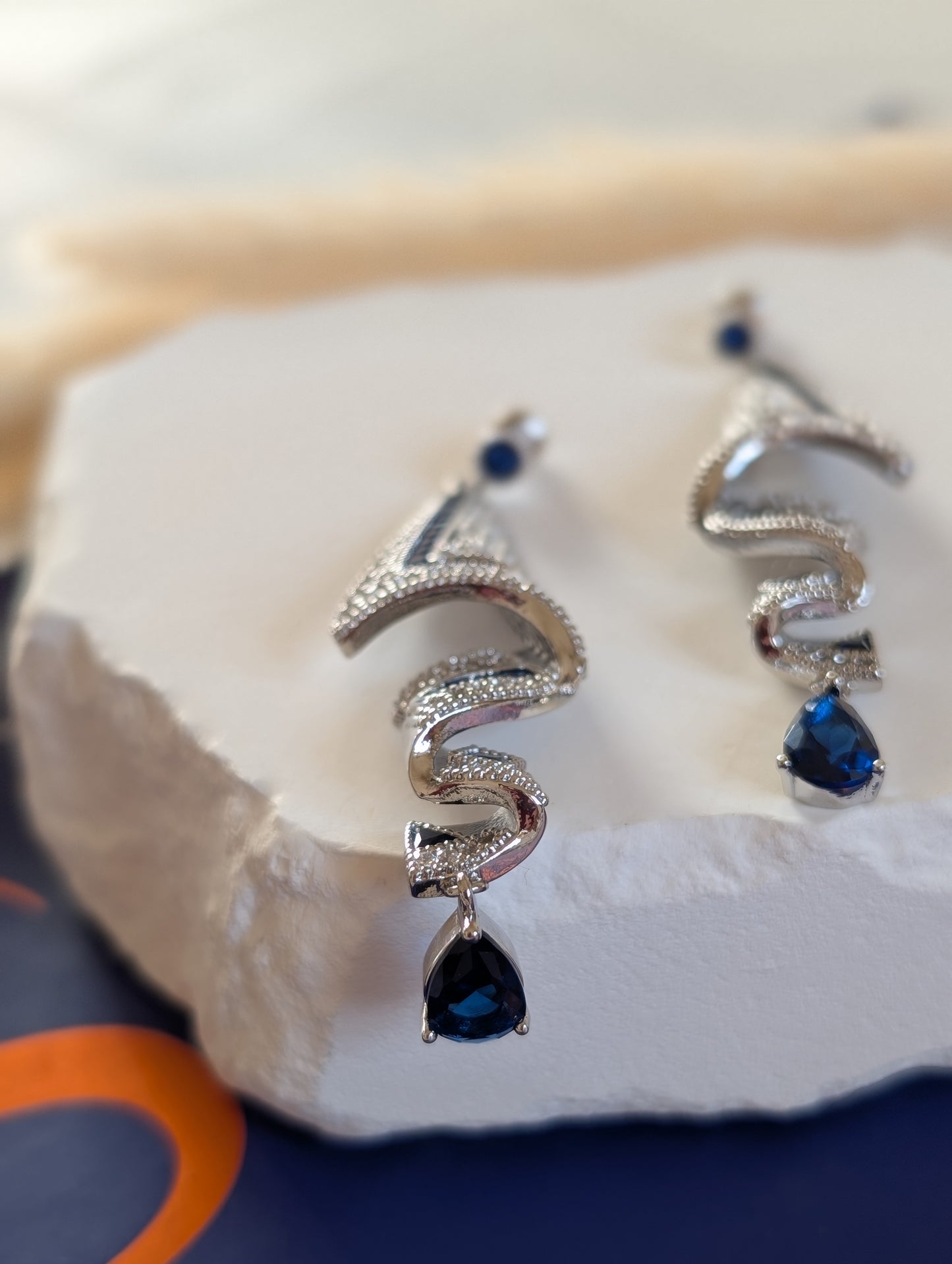 Sapphire Spiral Earrings
