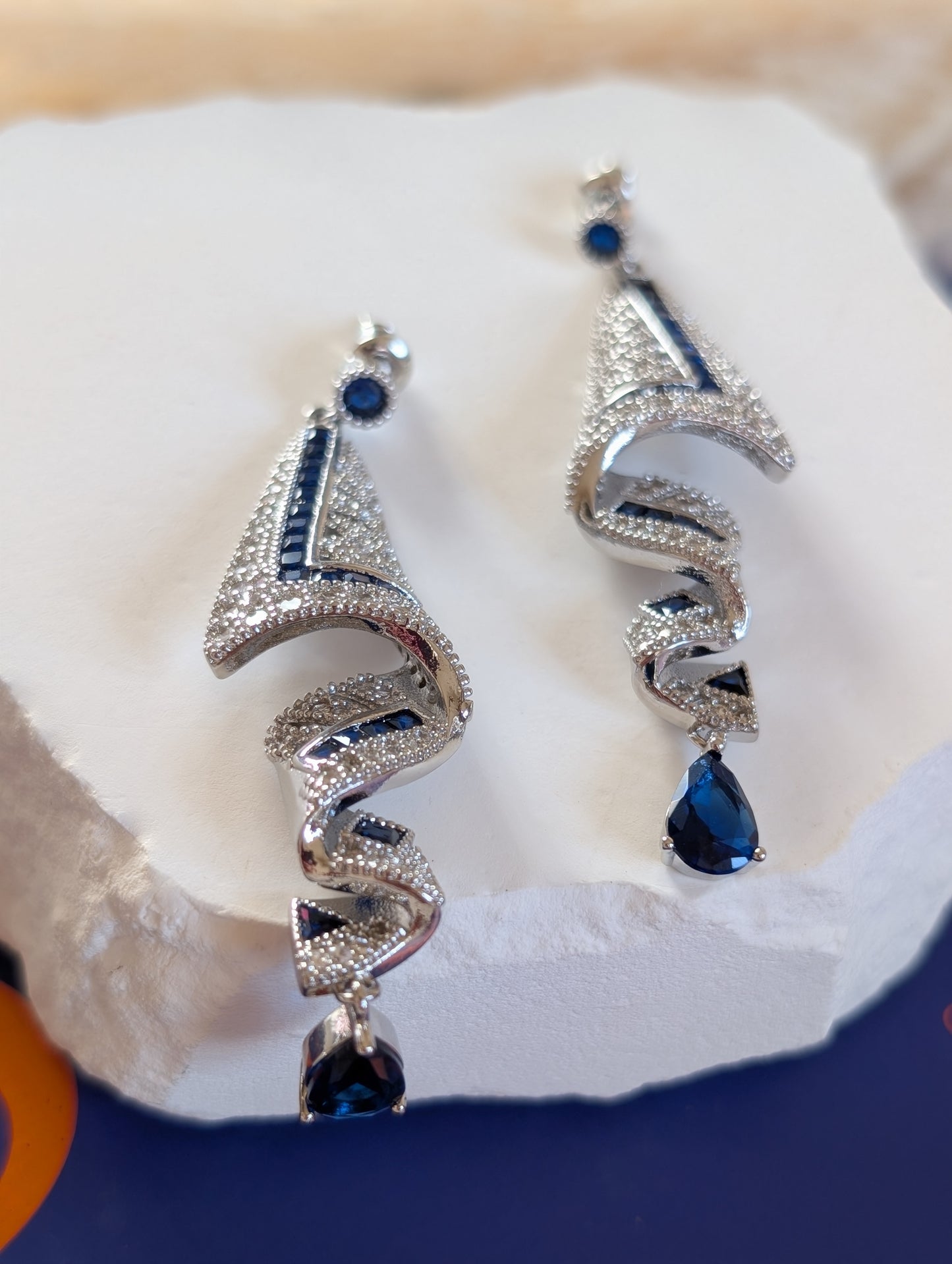 Sapphire Spiral Earrings