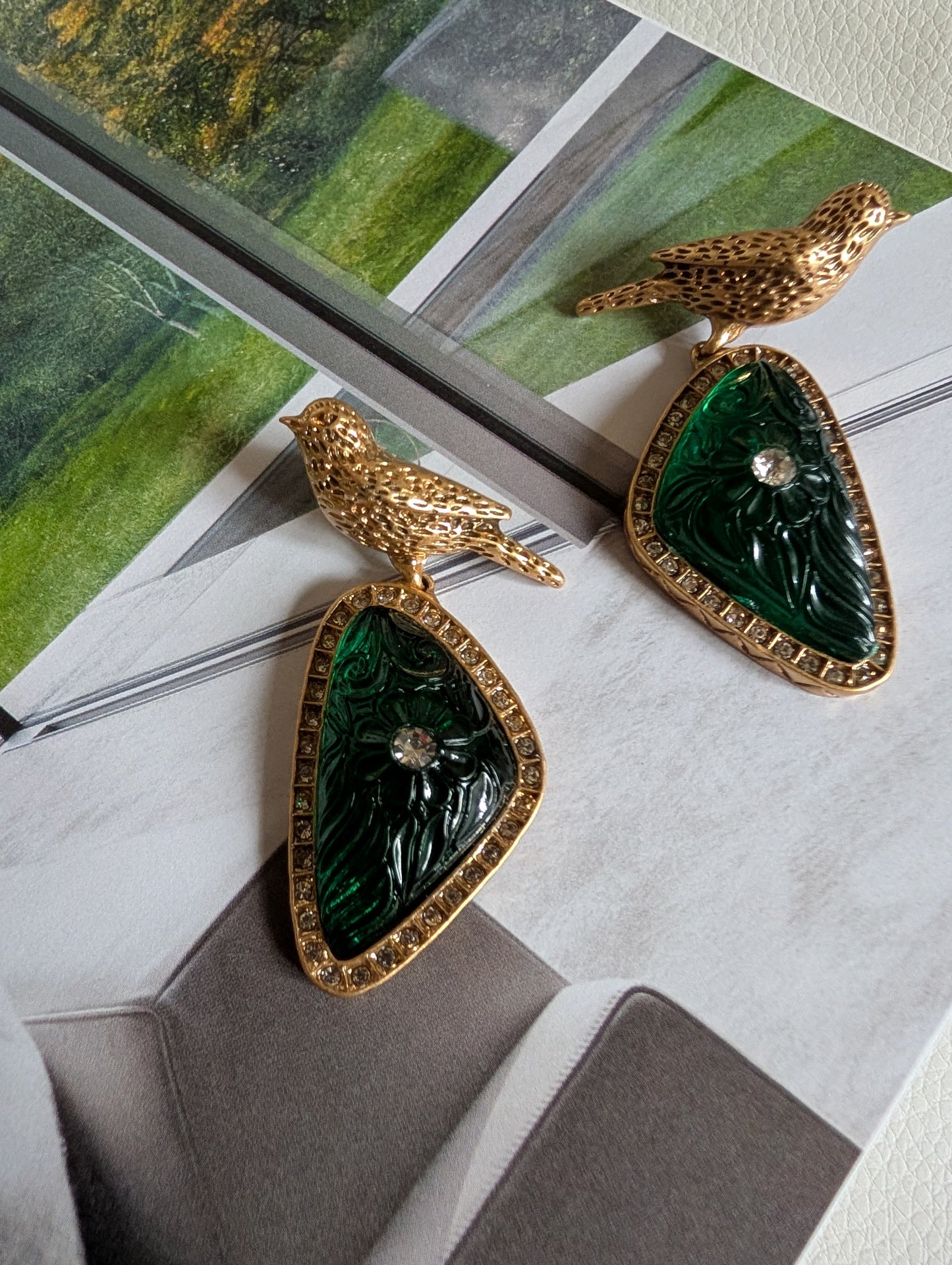 Mirabelle Emerald Songbird Earrings