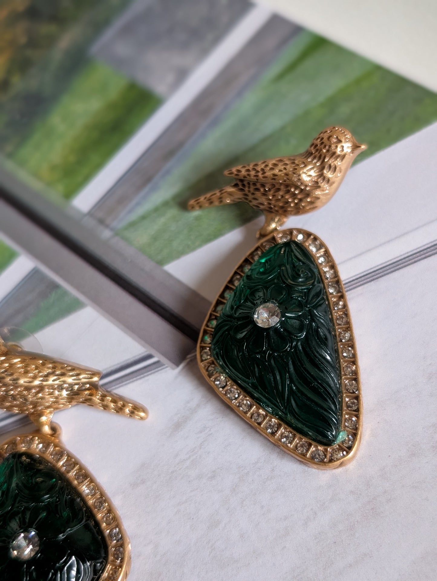 Mirabelle Emerald Songbird Earrings