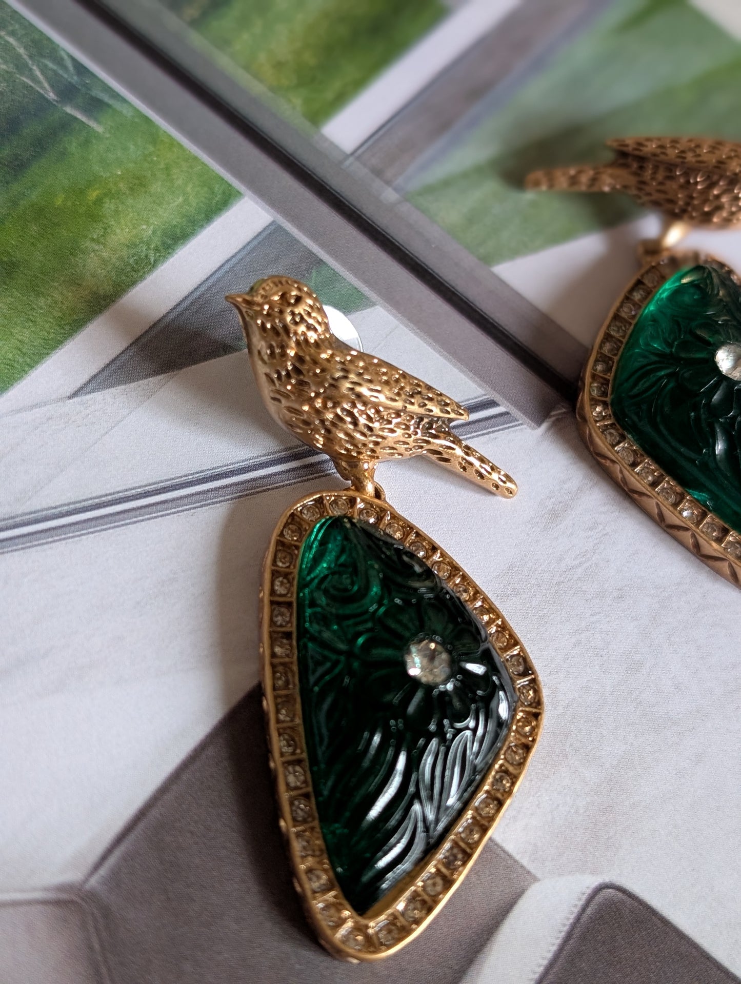 Mirabelle Emerald Songbird Earrings
