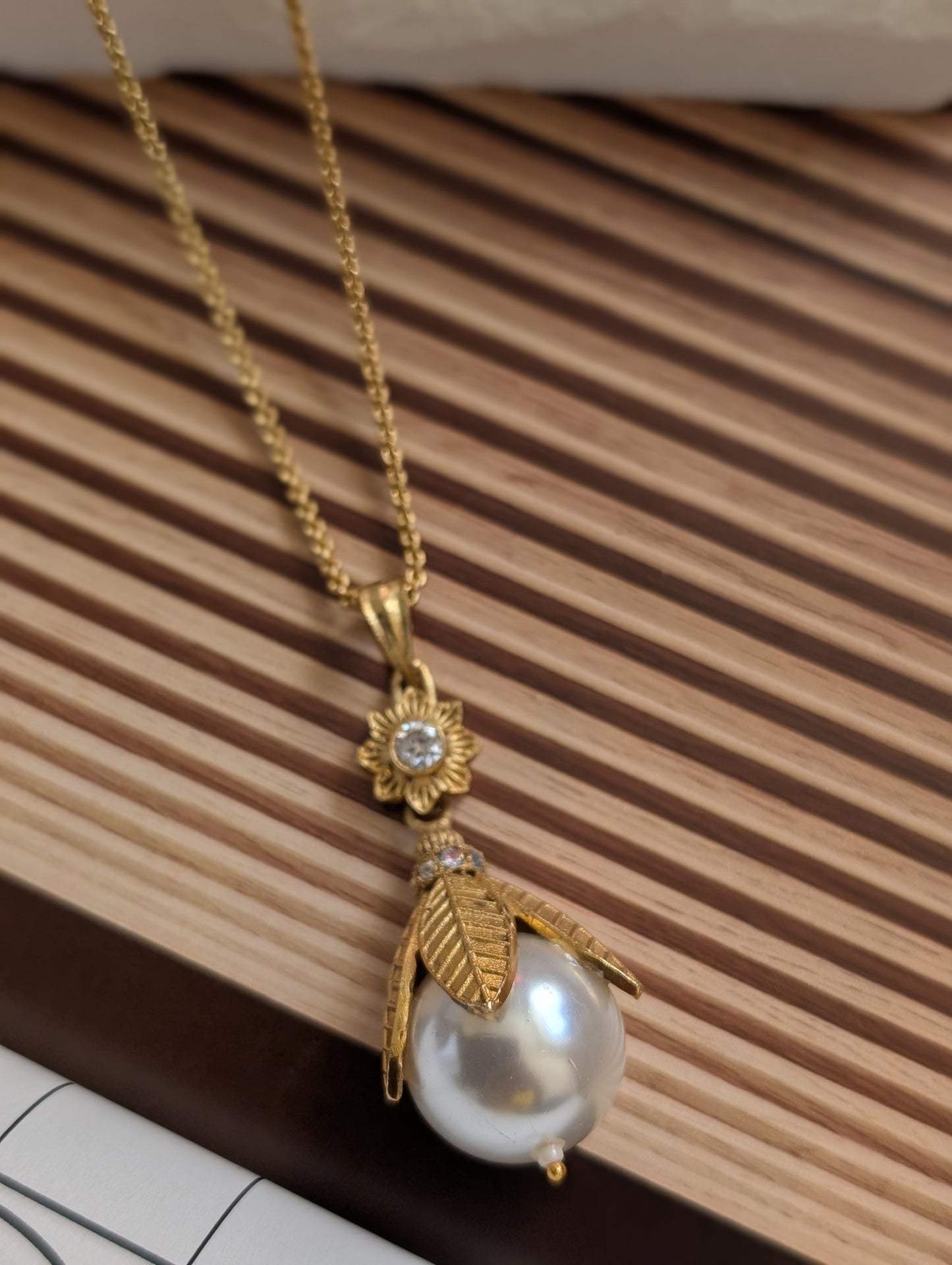 Golden Blossom Pearl Pendant