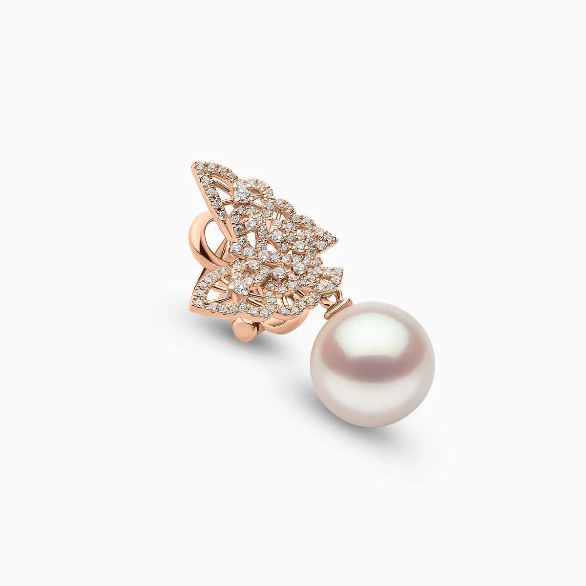 Butterfly Charm Pearl Bracelet & Earrings Set in Rose Gold
