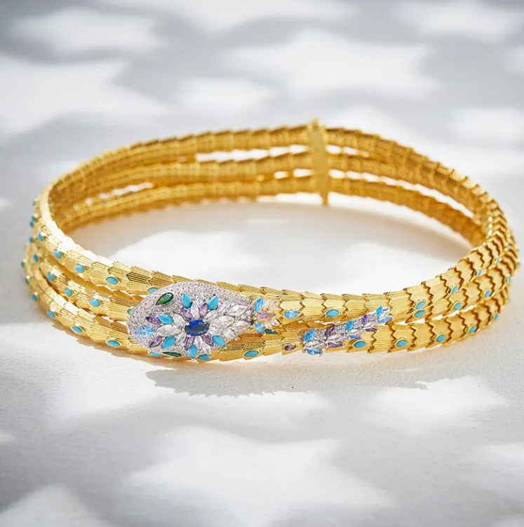 Serpentina Gold-Plated Turquoise Necklace Set