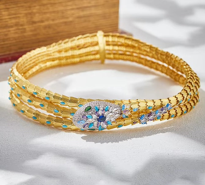 Serpentina Gold-Plated Turquoise Necklace Set