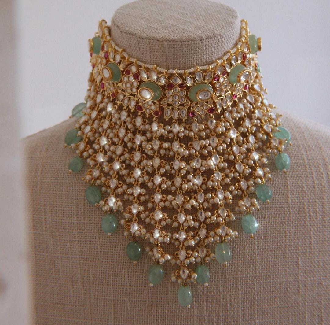 Rasha Turquoise Polki Victorian Necklace