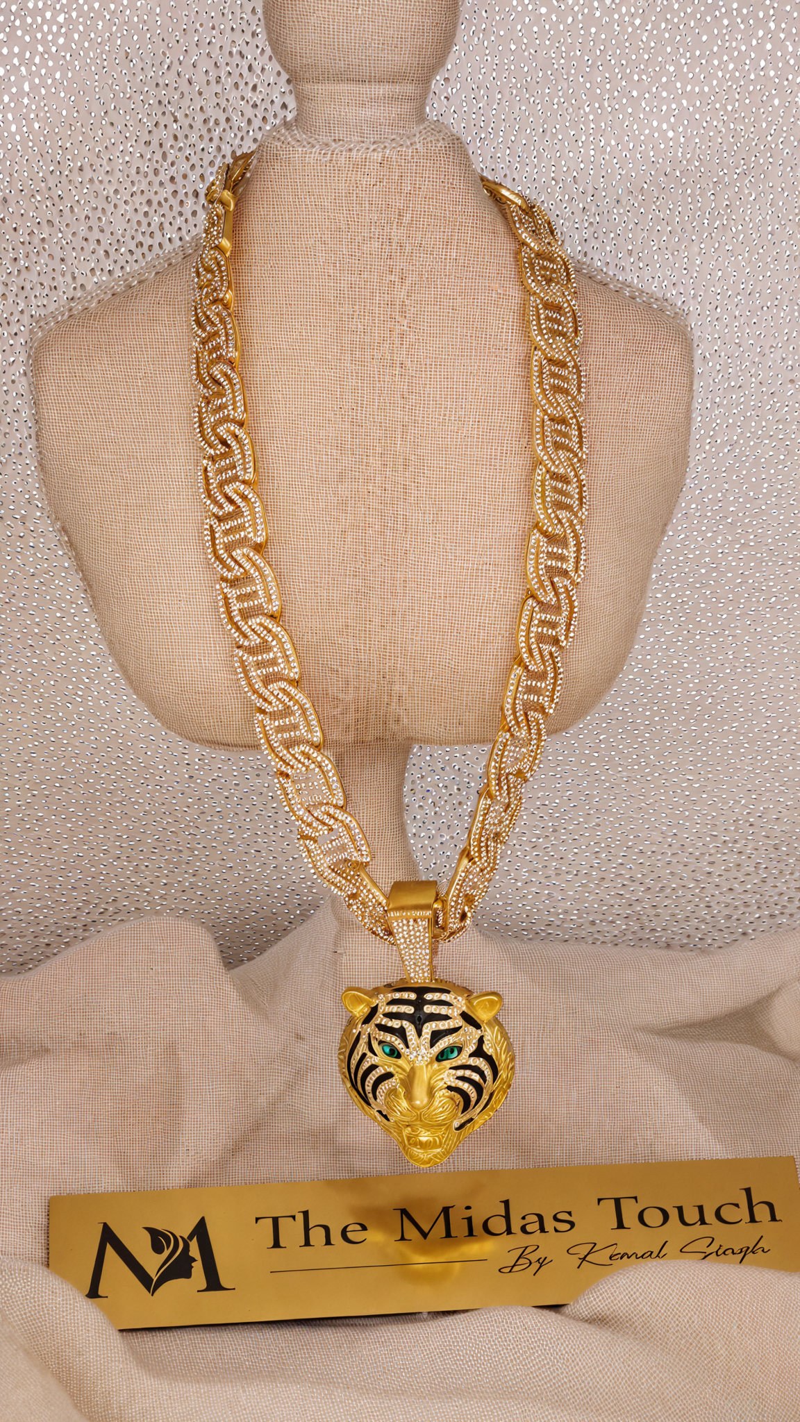 Gold Tone Panther Necklace