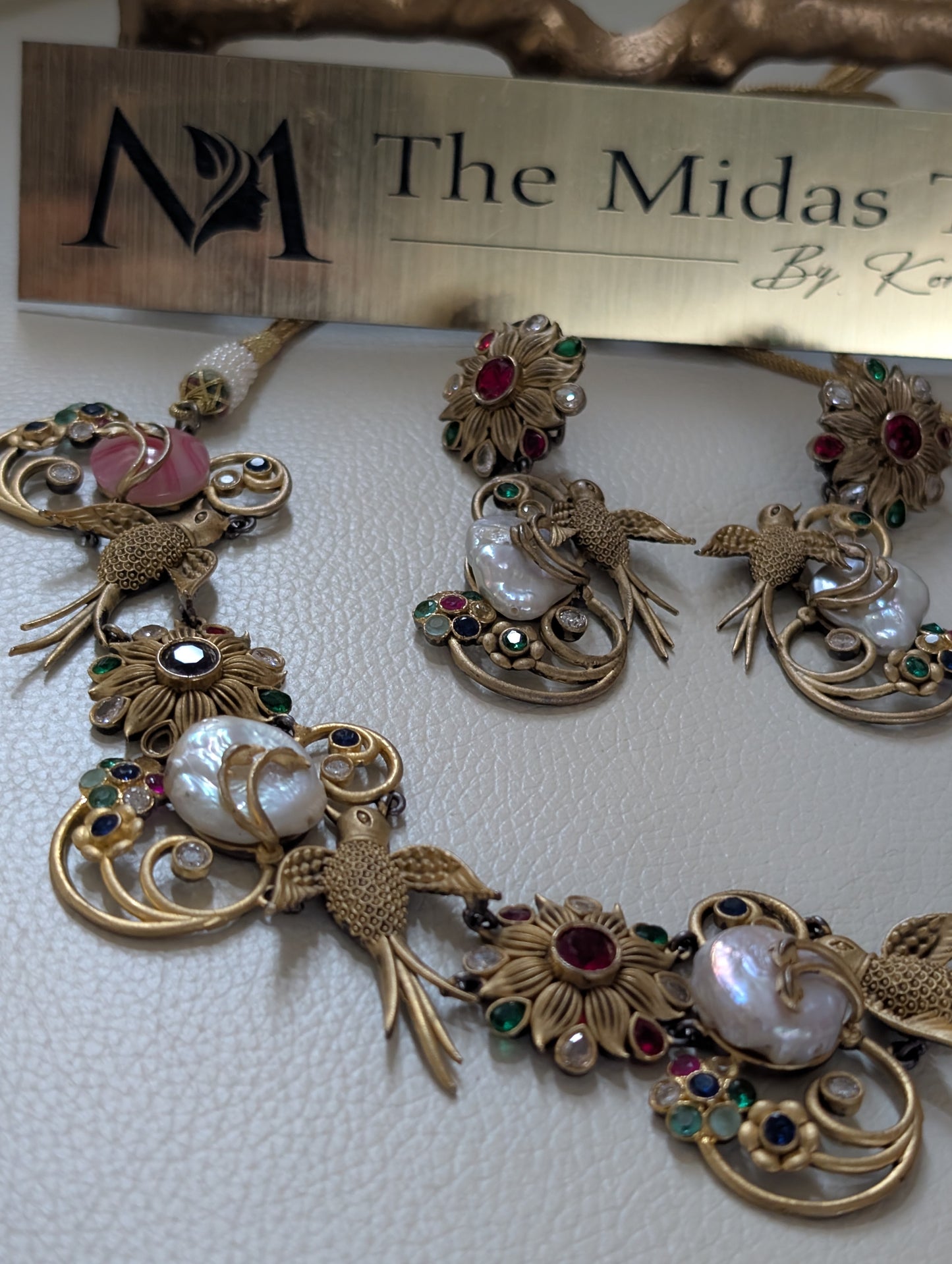 Vintage Pearl & Bird Motif Jewelry Set