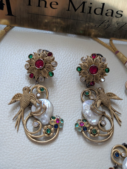 Vintage Pearl & Bird Motif Jewelry Set