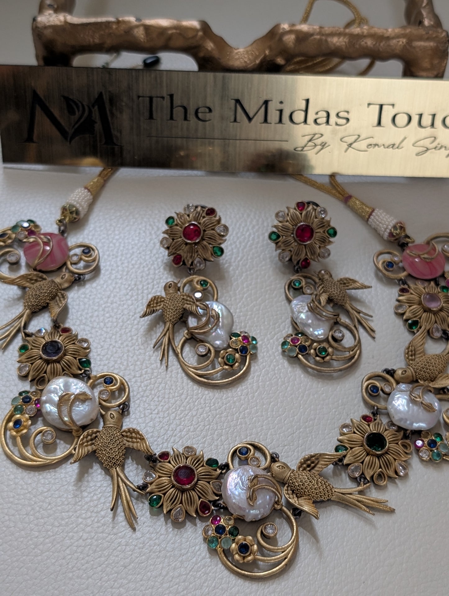 Vintage Pearl & Bird Motif Jewelry Set