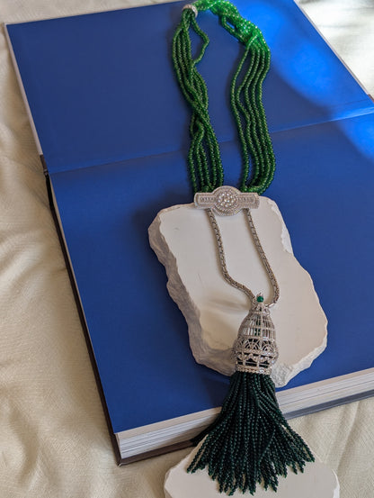Regal Emerald Tassel Necklace