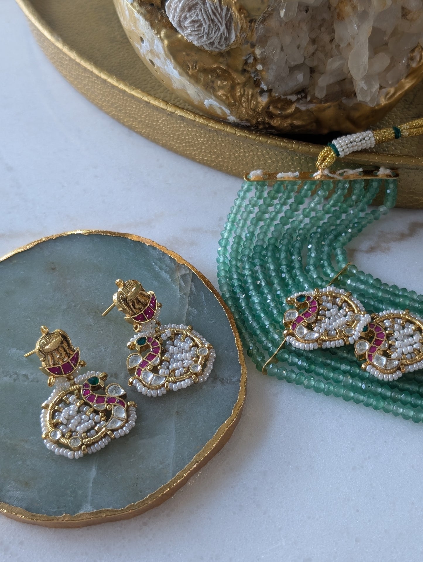 Peacock & Elephant Motif Kundan Choker Set