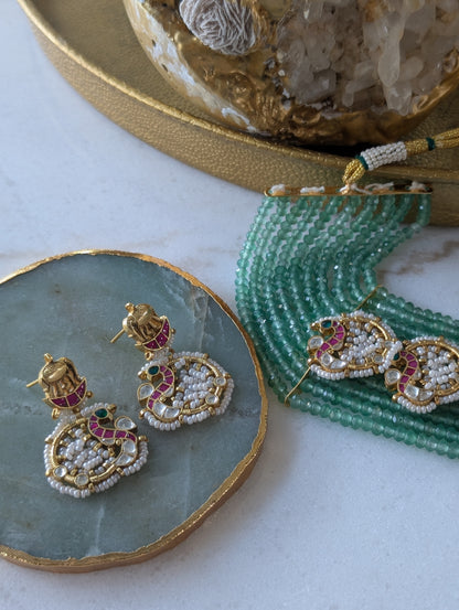 Peacock & Elephant Motif Kundan Choker Set