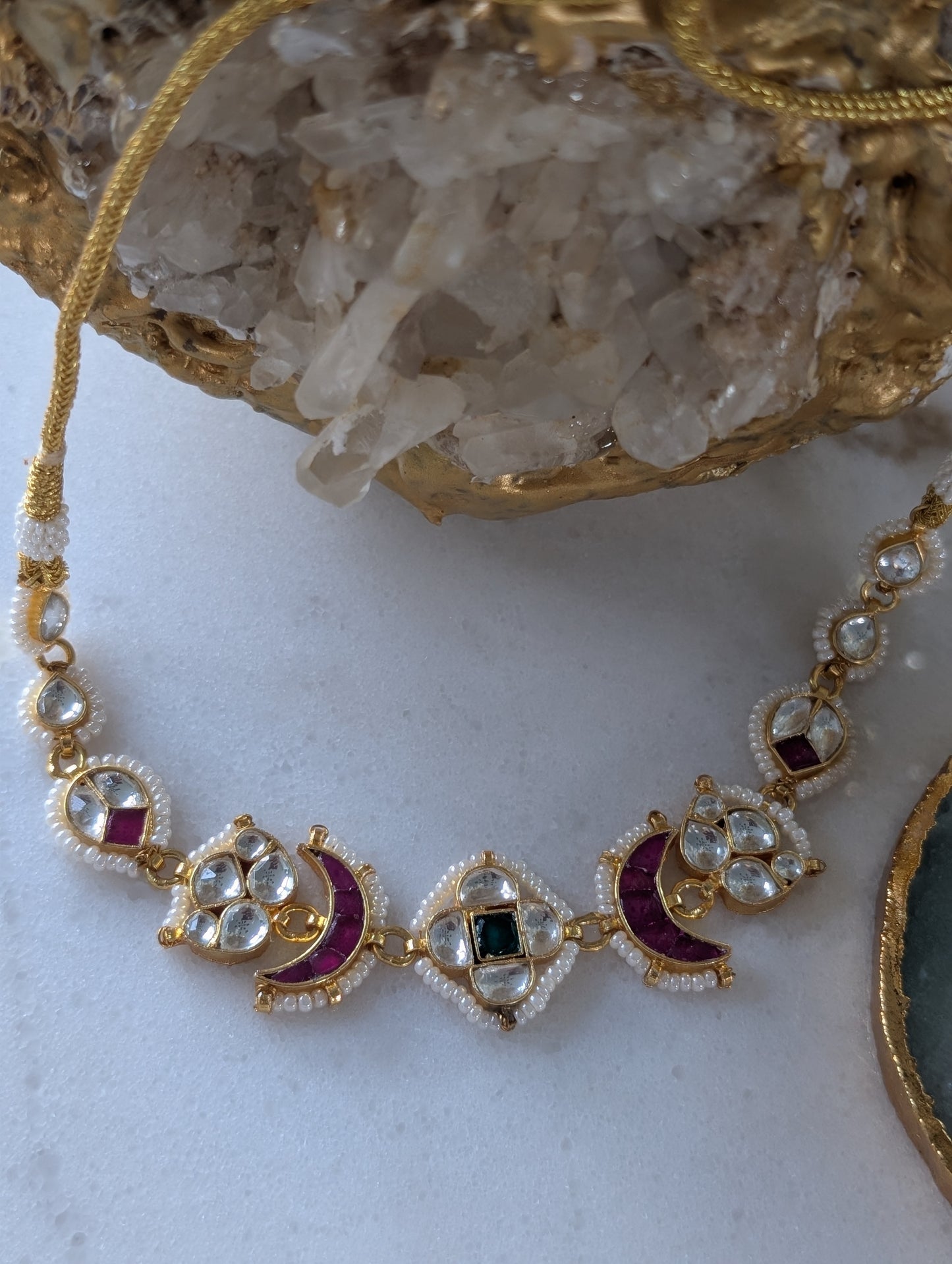 Regal Kundan Pearl Set with Ruby & Emerald Accents