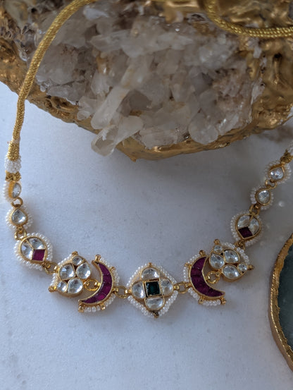 Regal Kundan Pearl Set with Ruby & Emerald Accents