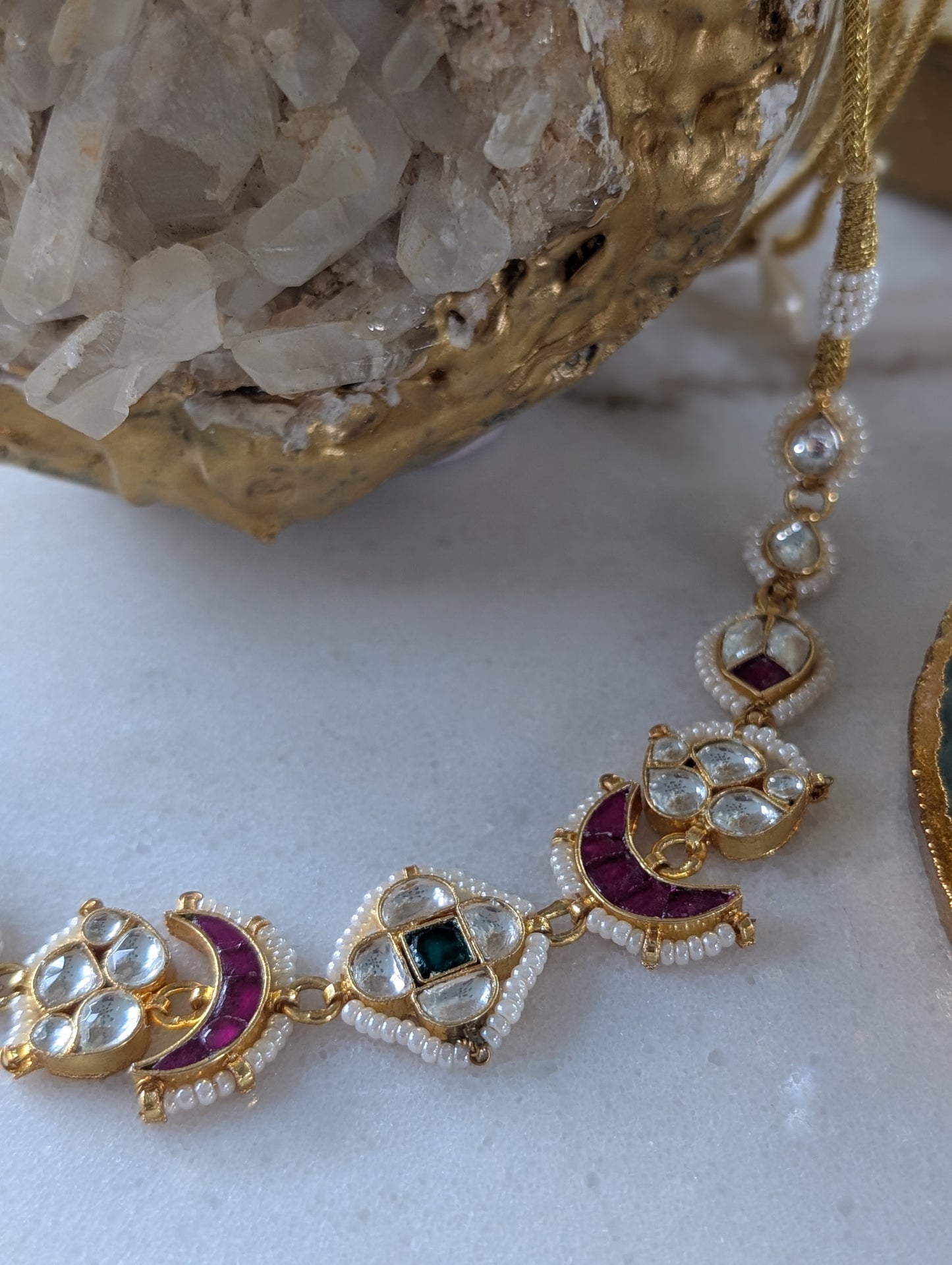 Regal Kundan Pearl Set with Ruby & Emerald Accents