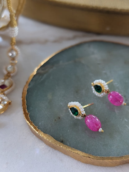 Regal Kundan Pearl Set with Ruby & Emerald Accents