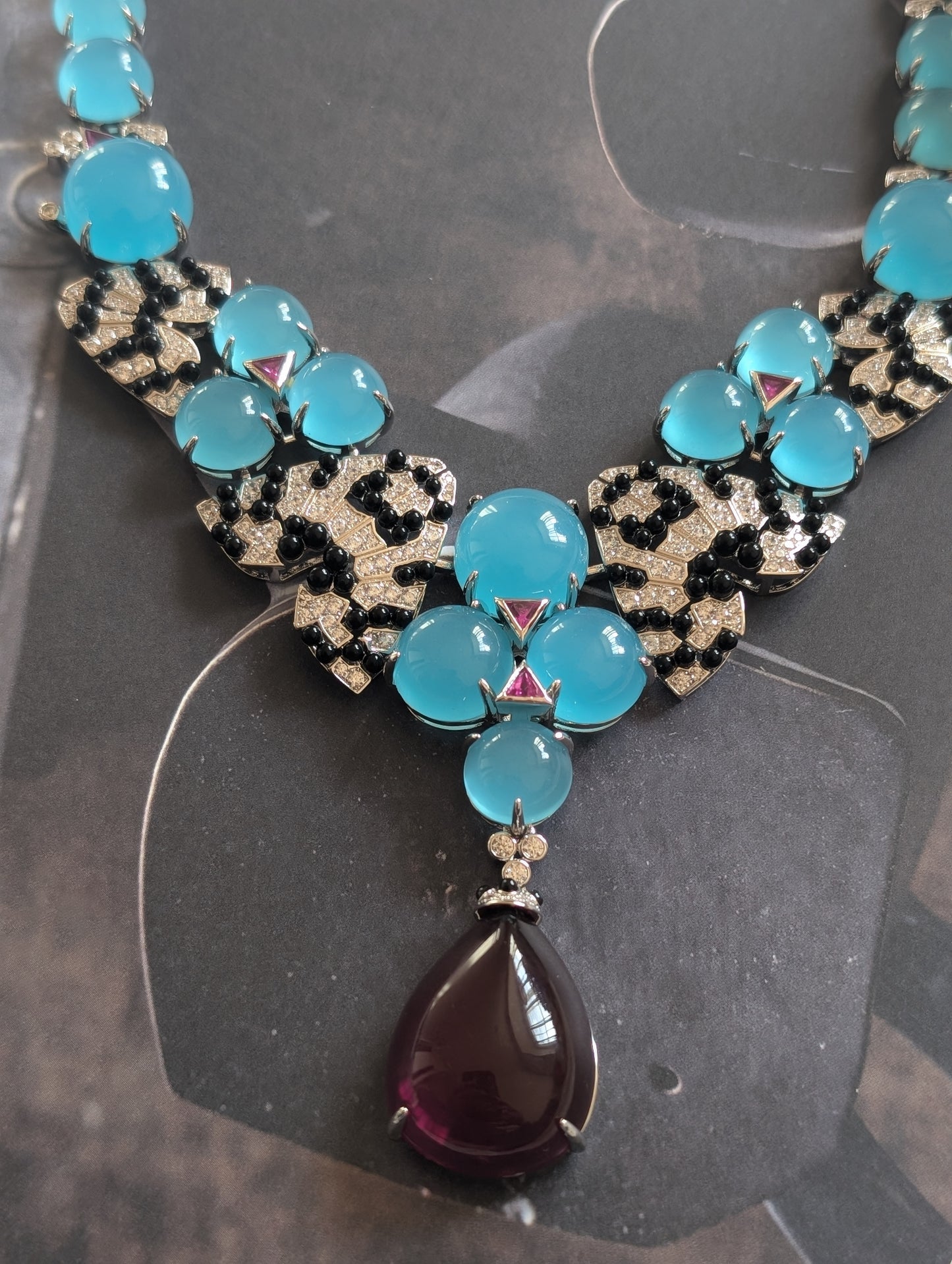 Chalcedony & Amethyst Teardrop Jewelry Set