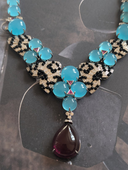 Chalcedony & Amethyst Teardrop Jewelry Set