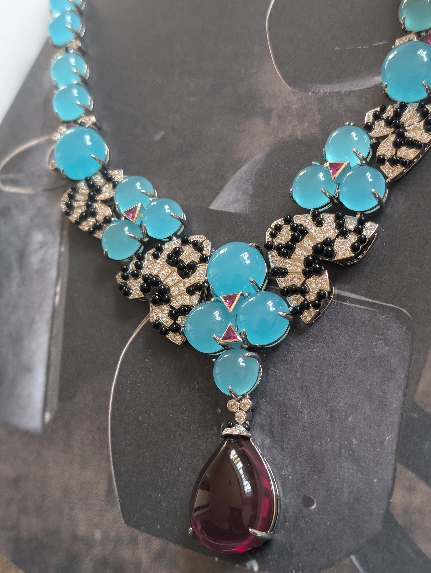 Chalcedony & Amethyst Teardrop Jewelry Set