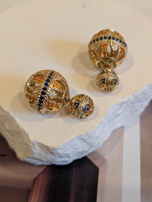 Regal Radiance Dual Sphere Earrings