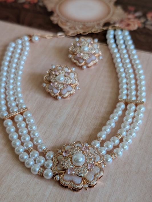 Freshwater Certified Pearl Floral Jewelry Set