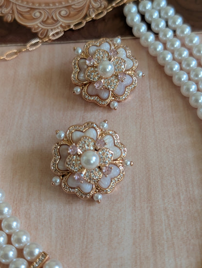 Freshwater Certified Pearl Floral Jewelry Set
