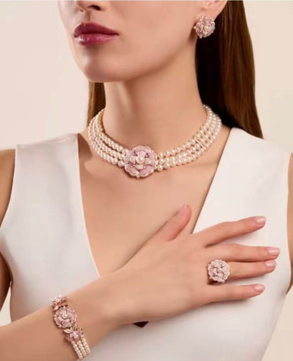 Freshwater Certified Pearl Floral Jewelry Set